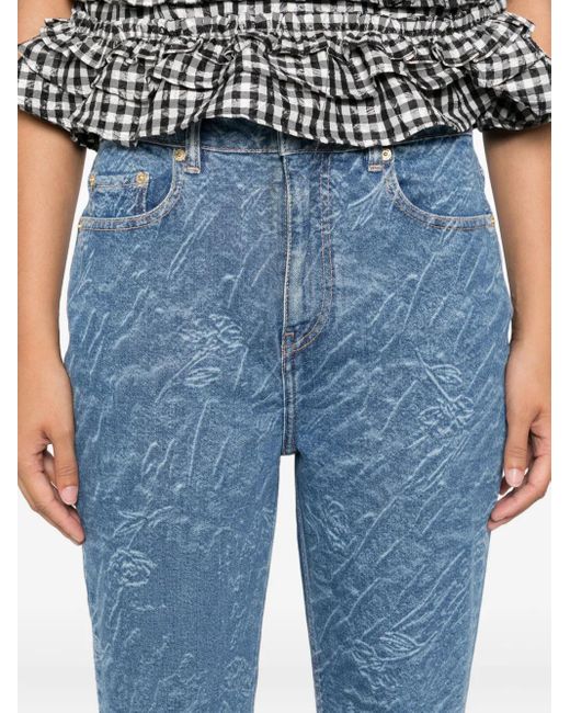 Ganni Jeans Met Textuur En Vijf Zakken in het Blue