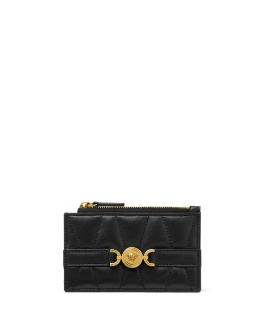 Versace Black Medusa '95 Quilted Zip Card Holder