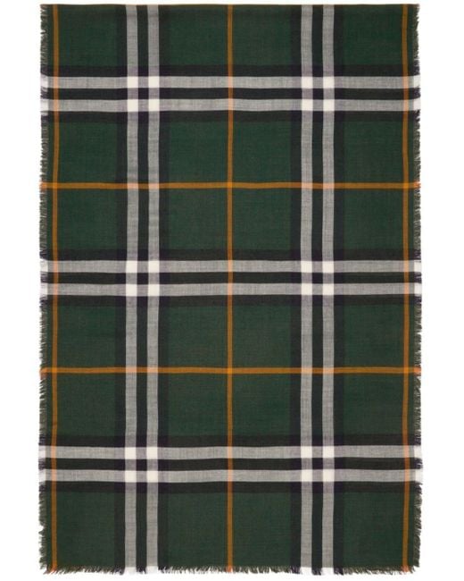 Burberry Green Raw-cut Checked Scarf