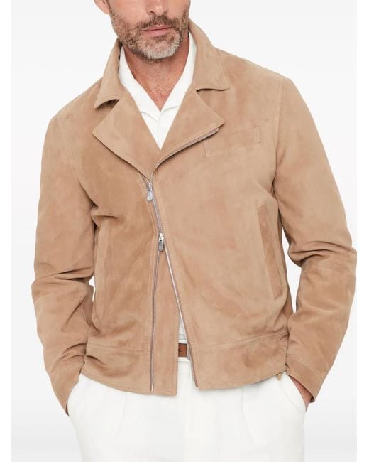 Brunello Cucinelli Natural Biker Jacket for men