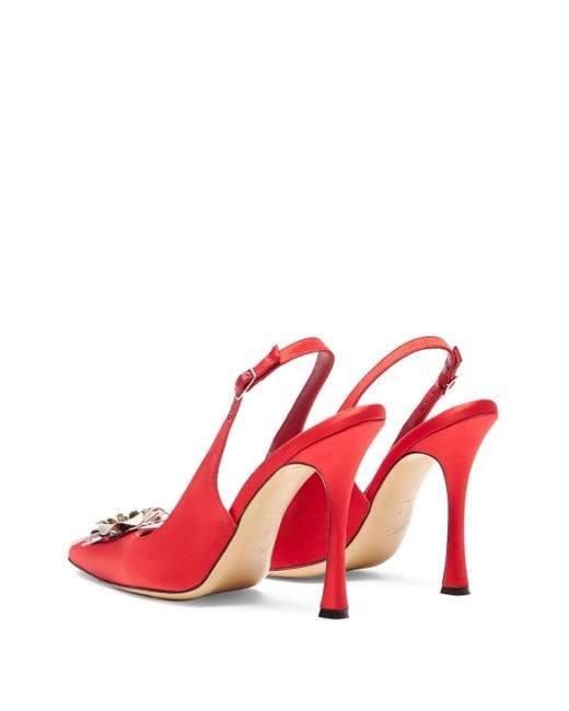 Pumps Con Cinturino Posteriore E Decorazioni Floreali di Blumarine in Red