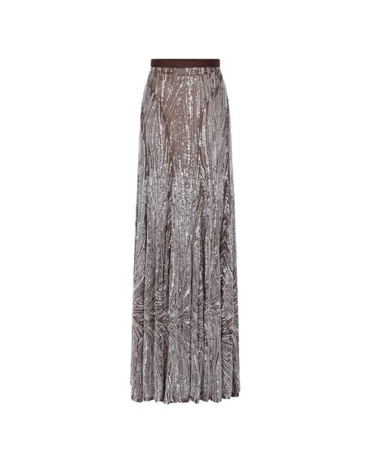 Rabanne Gray Sequin-Embellished Embroidered Maxi Skirt