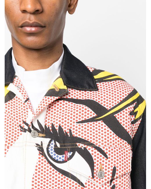 Comme des Garçons Black Pop-art Print Button-up Jacket for men