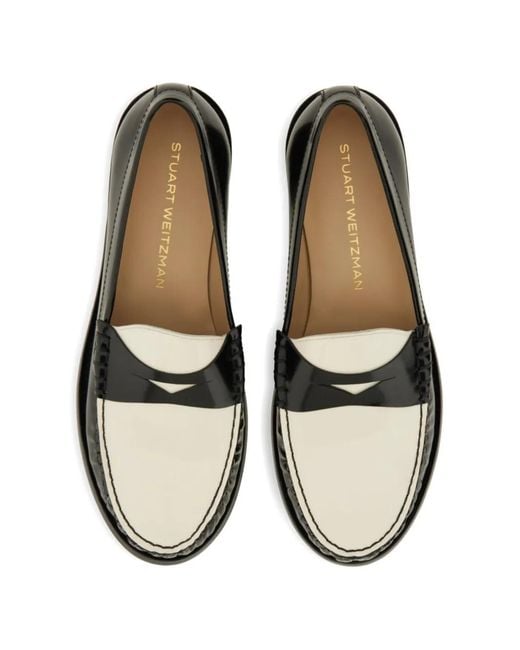 Stuart Weitzman Black Lottie Two-Tone Loafers