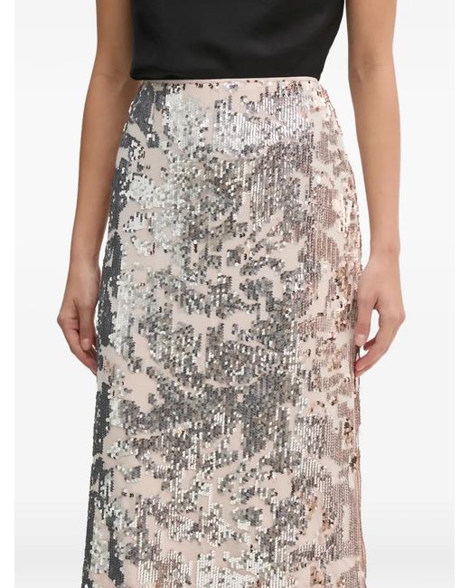 Ouí White Sequin-Embellished Midi Skirt