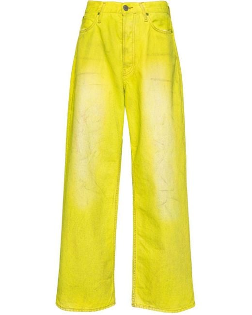 Acne 1981f Low Waist Jeans Met Wijde Pijpen in het Yellow
