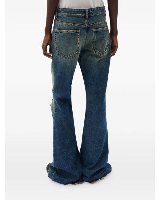 Ann Demeulemeester Blue Toos Slim Bootcut Distressed Jeans