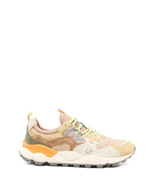 Flower Mountain White Perforated Panelled Sneakers for men
