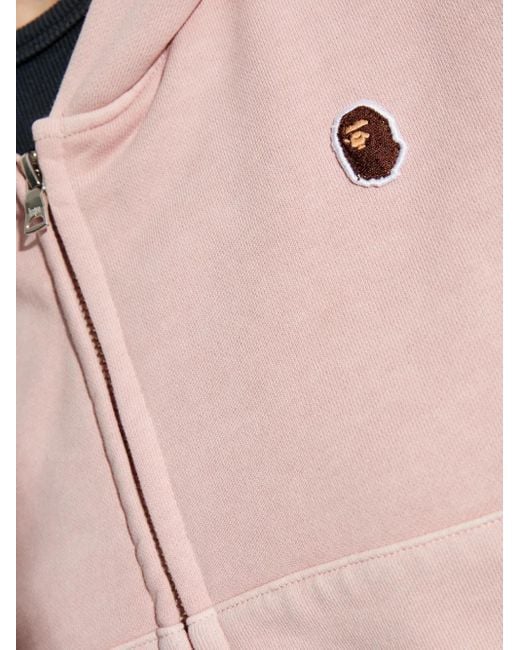 A Bathing Ape Pink Logo Zip-up Hoodie