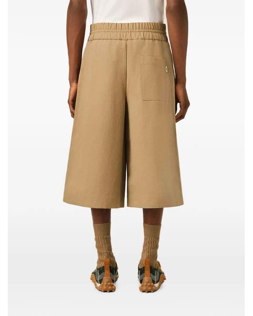 AMI White Large Elasticated Cotton And Linen Bermuda Shorts for men