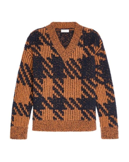 Pull À Motif Pied De Poule Dries Van Noten pour homme en coloris Brown