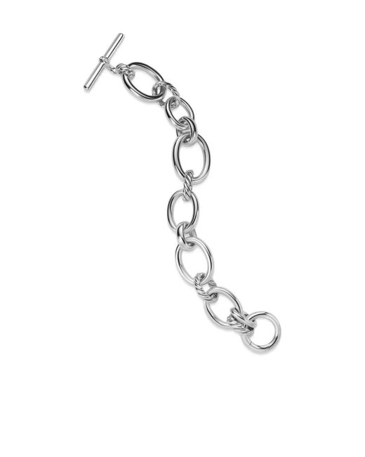David Yurman White Sterling Dy Mercer Chain Diamond Bracelet (25Mm)
