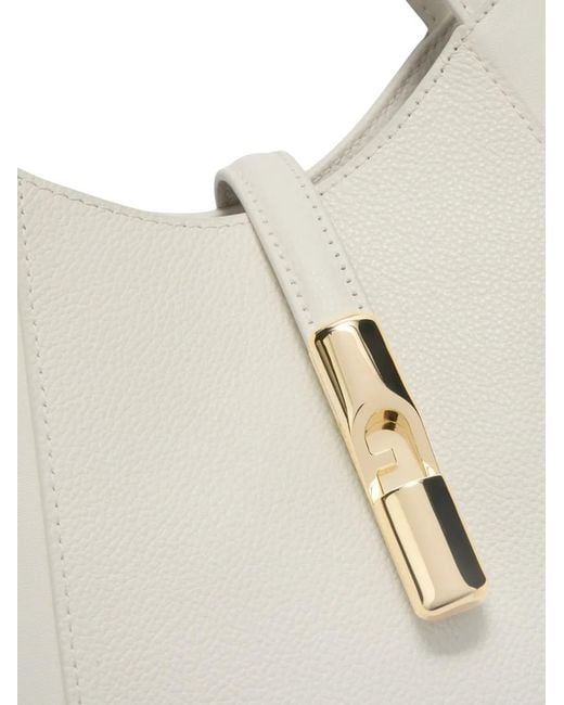 Furla White Petit Sac Cabas Goccia En Cuir Grainé