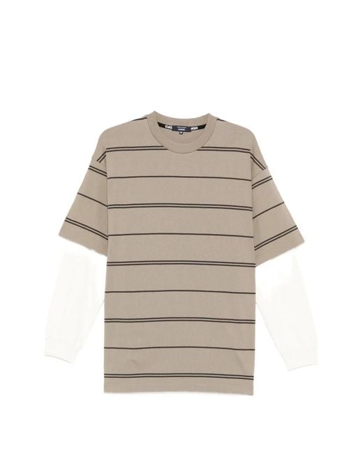 Comme des Garçons Natural Stripe-Pattern Layered T-Shirt for men