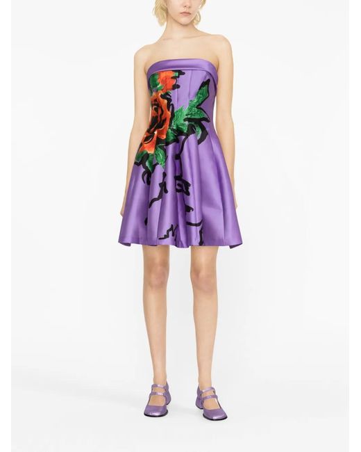 Philosophy Di Lorenzo Serafini Purple Graphic-Print Bandeau Minidress