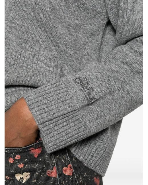 Mc2 Saint Barth Gray Madie V-Neck Pocket Cardigan