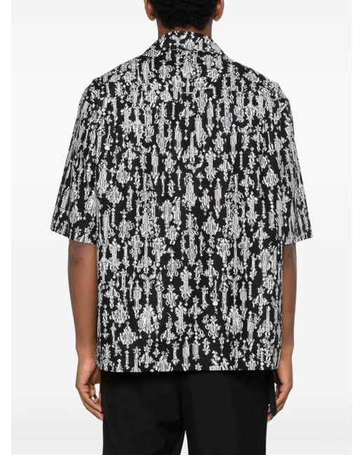 Camicia A Maniche Corte di Alexander McQueen in Black da Uomo