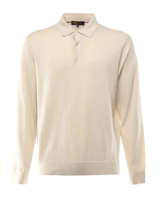 Loro Piana White Cotton Polo Shirt for men