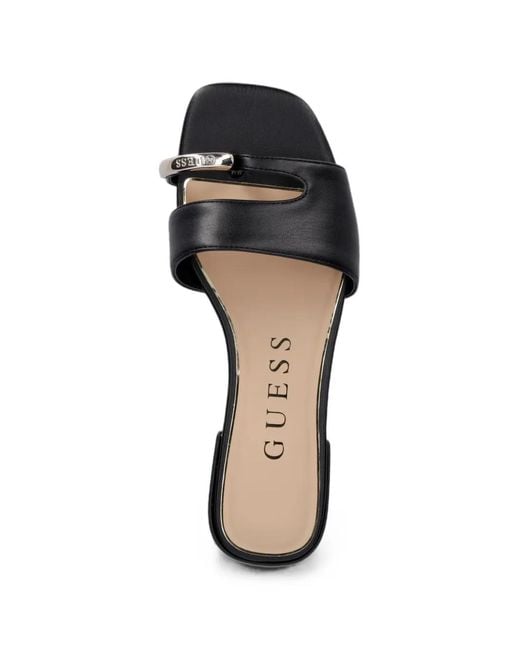 Guess White Tablita Logo-Plaque Sandals