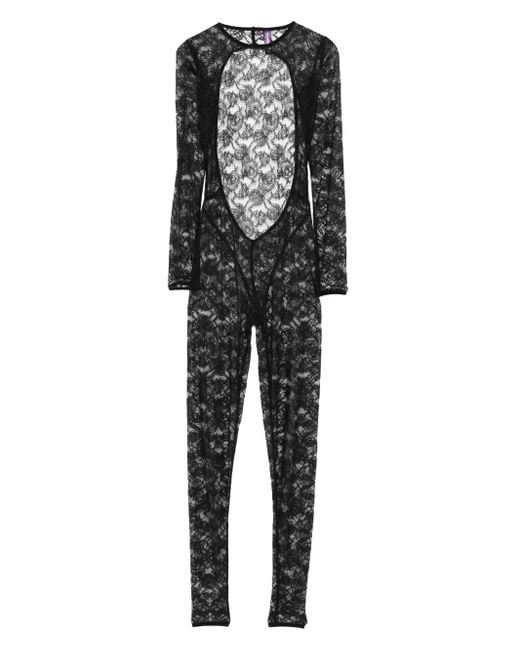 Maison Close Flashback Jumpsuit Met Lange Mouwen En Open Rug in het Black