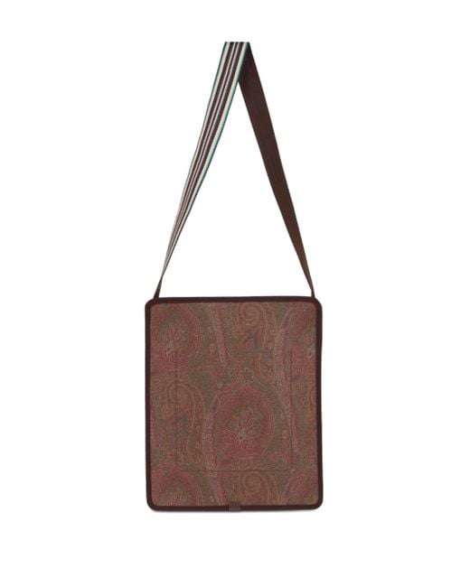 Etro Brown Medium Arnica Paisley-Pattern Messenger Bag for men