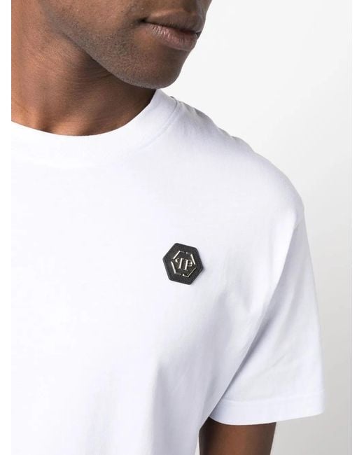 Philipp Plein White Logo-Patch T-Shirt for men