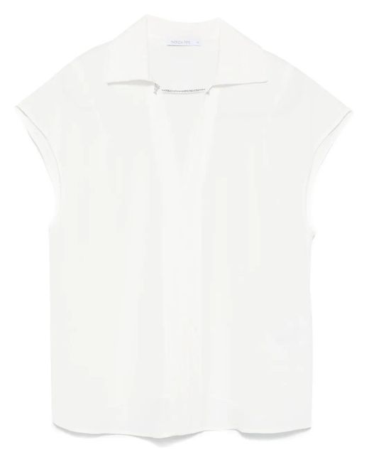 Patrizia Pepe White Cufflink-Detail Blouse