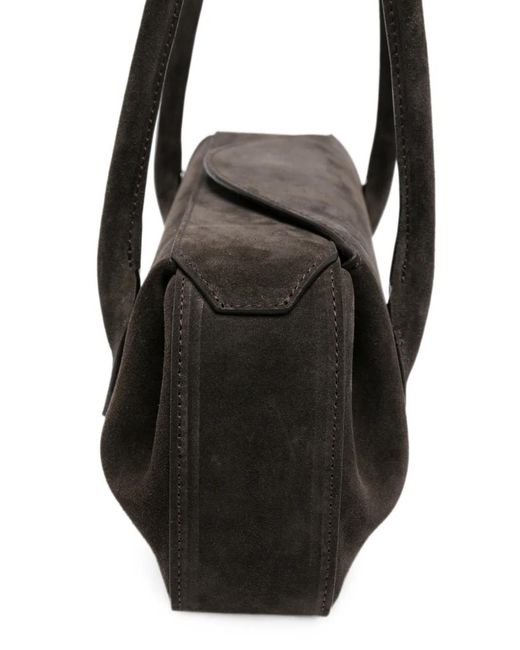 Yuzefi Black Oyster Leather Shoulder Bag