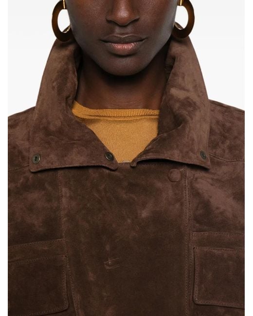 Saint Laurent Brown Zipa-Fastening Suede Jacket