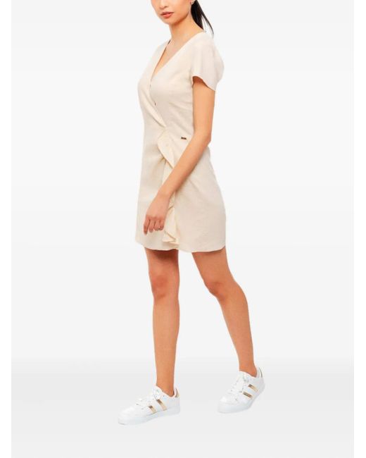 ARMANI EXCHANGE White Ruffled Wrap Dress