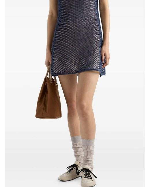 Prada Mesh Mini Dress Blue