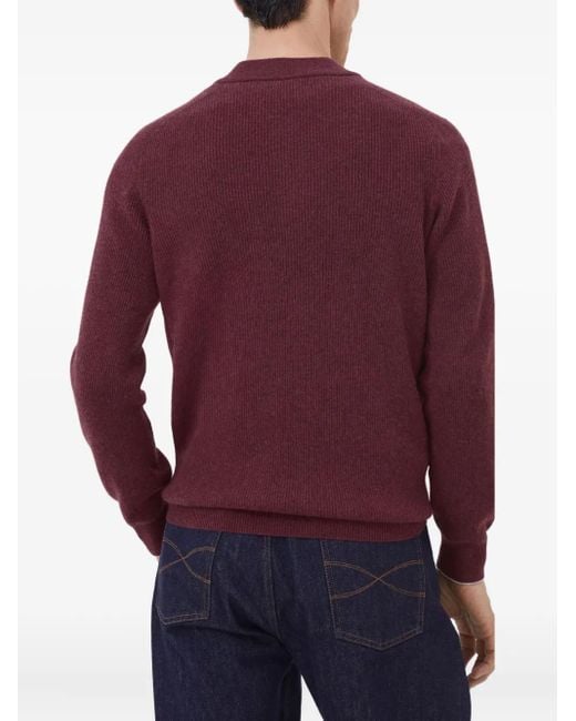 Brunello Cucinelli Gerippter Henley-Pullover in Purple für Herren