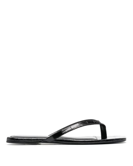 Totême White Croco-Embossed Flip Flops