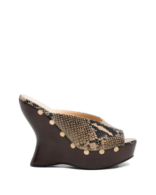 Magda Butrym Brown Snakeskin Studded Sandals