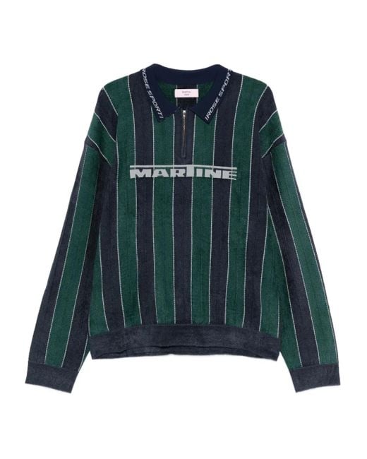 Martine Rose Green Logo-Patch Polo Top for men