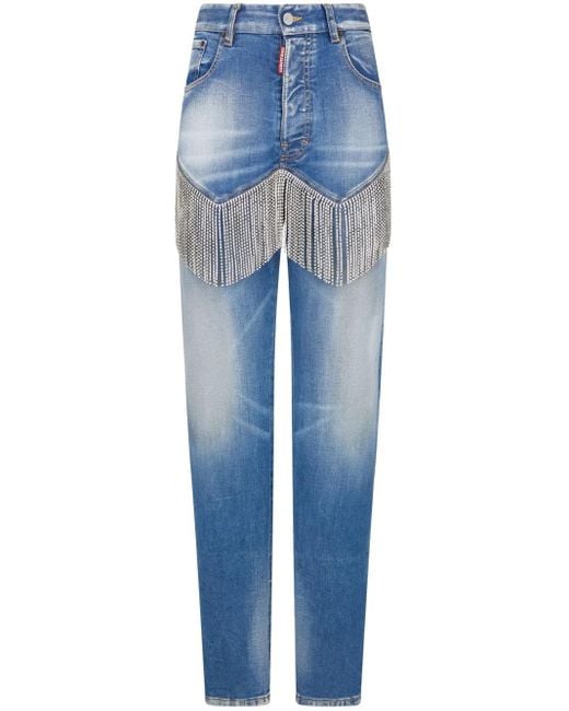 DSquared² Blue Schmale Jeans Mit Strass