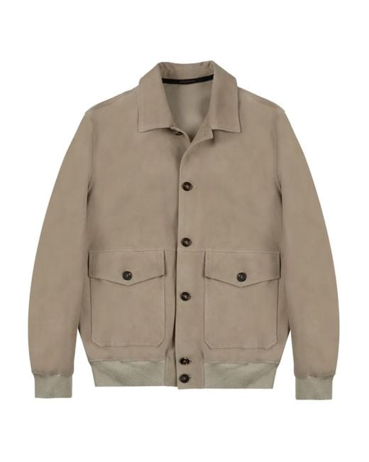 Montedoro Natural Buttoned Suede Leather Jacket for men