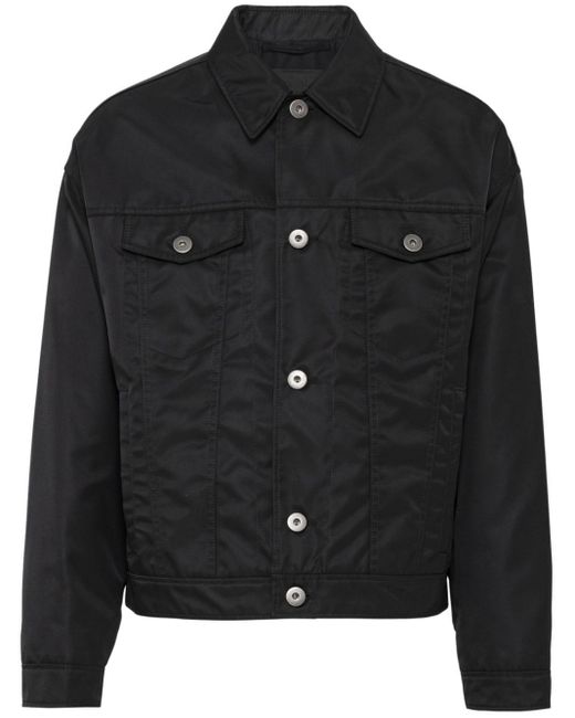 Prada Re-Nylon Hemdjacke mit Knitteroptik in Black für Herren