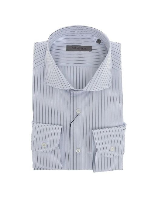 Corneliani Blue Striped Long-Sleeve Shirt for men