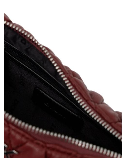 DKNY Red Quilted Logo-Plaque Shoulder Bag