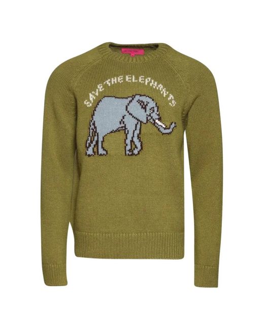 The Elder Statesman メンズ グリーン Elephant クルーネックセーター 