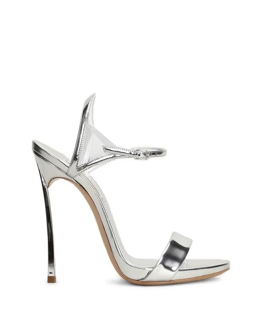 Casadei White Blade Leather Sandals