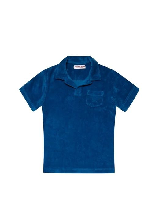Orlebar Brown Blue Towelling Cotton Polo Shirt