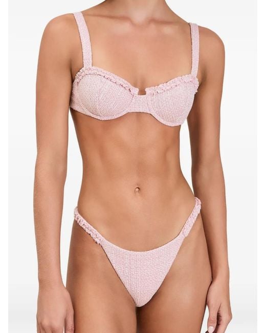 Devon Windsor Pink Ava Ruffled Textured Bikini Top
