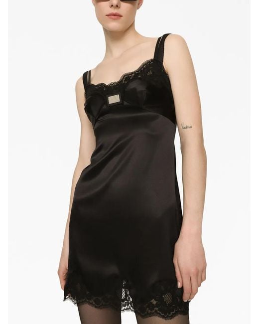 Dolce & Gabbana Black Lace-Trim Mini Dress