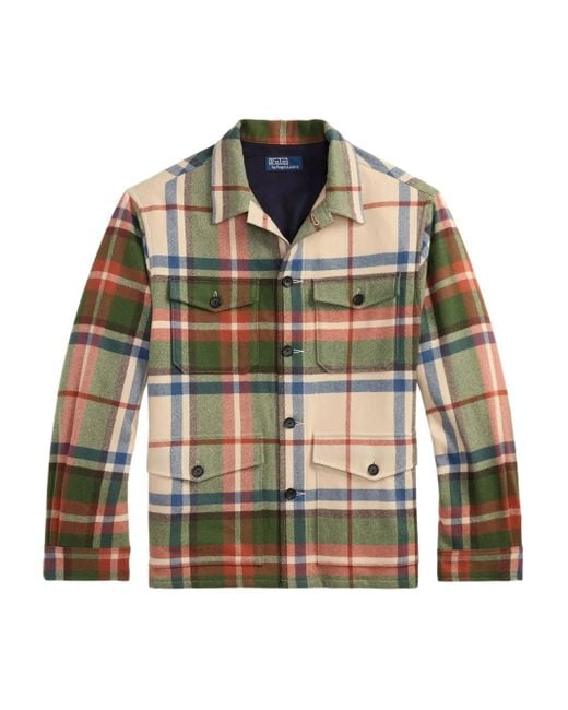 Polo Ralph Lauren Natural Plaid-Pattern Buttoned Overshirt for men