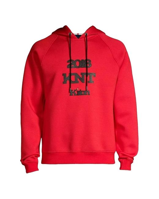 Kiton Red Hoodie À Logo Imprimé for men