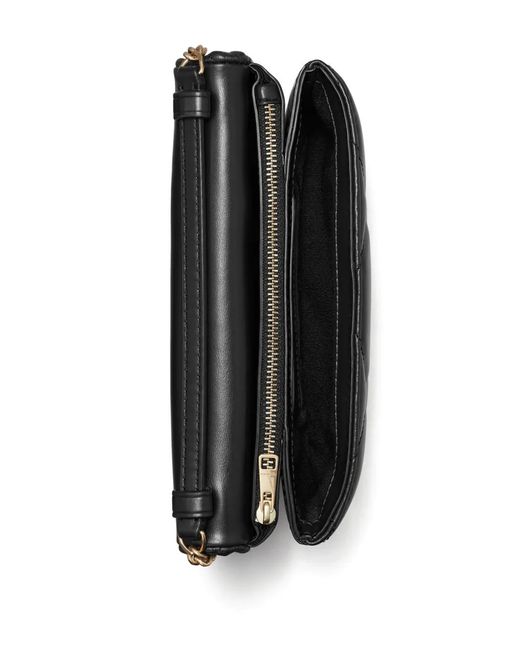 Tory Burch Black Kira Pavé Diamond-Quilted Wallet-On-Chain