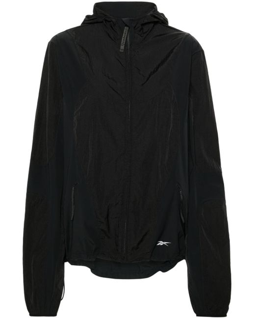 Reebok Black Logo-print Hooded Track Jackets - Women's - Polyamide