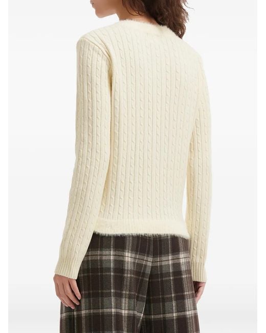 B+ AB White Cable Knit Button Cardigan